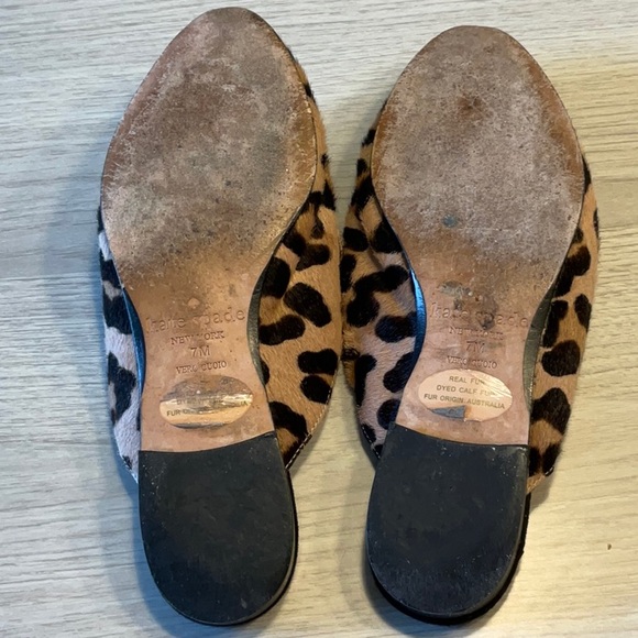 Kate Spade Cece Too Calf Hair Leopard Print Mules Brown Black - Size 7 Medium - Picture 8 of 16